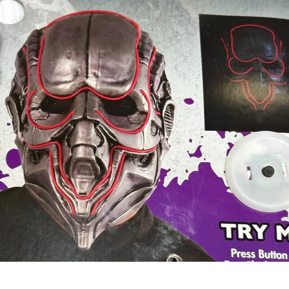 Halloween Mask Alien Light Up with 3 Light Modes Adult Teen Plastic Face